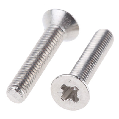 RS PRO Pozidriv Countersunk Steel Machine Screws DIN 965, M3.5x12mm