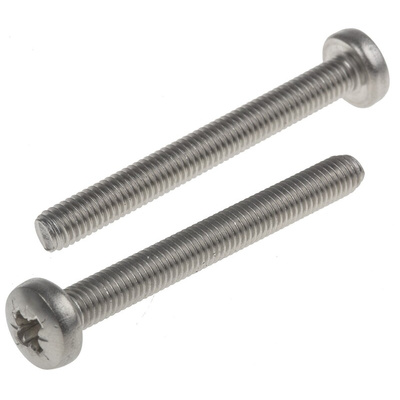 RS PRO Pozidriv Pan A2 304 Stainless Steel Machine Screws DIN 7985, M5x45mm