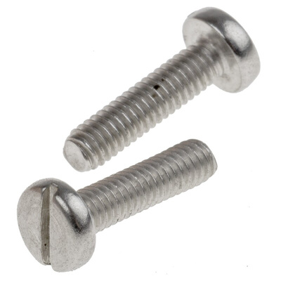 RS PRO Slot Pan A2 304 Stainless Steel Machine Screws DIN 85, M2.5x10mm