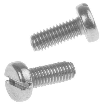 RS PRO Slot Pan A2 304 Stainless Steel Machine Screws DIN 85, M3x8mm