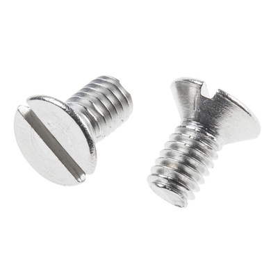 RS PRO Slot Countersunk A2 304 Stainless Steel Machine Screws DIN 963, M4x8mm