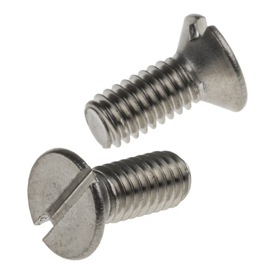RS PRO Slot Countersunk A2 304 Stainless Steel Machine Screws DIN 963, M4x10mm