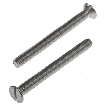 RS PRO Slot Countersunk A2 304 Stainless Steel Machine Screws DIN 963, M4x40mm