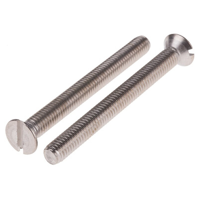 RS PRO Slot Countersunk A2 304 Stainless Steel Machine Screws DIN 963, M6x60mm