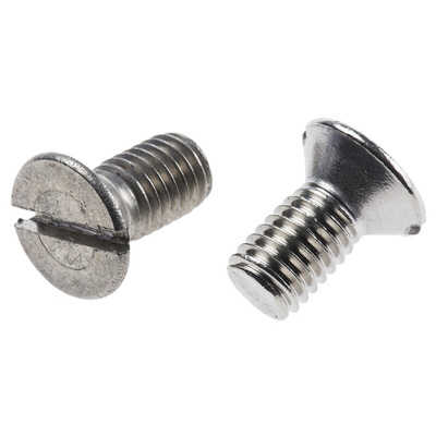 RS PRO Slot Countersunk A2 304 Stainless Steel Machine Screws DIN 963, M8x16mm