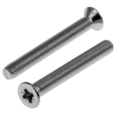 RS PRO Pozidriv Countersunk A2 304 Stainless Steel Machine Screws DIN 965, M3x25mm