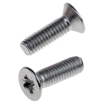 RS PRO Pozidriv Countersunk A2 304 Stainless Steel Machine Screws DIN 965Z, M3x10mm