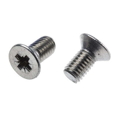 RS PRO Pozidriv Countersunk A2 304 Stainless Steel Machine Screws DIN 965, M5x10mm