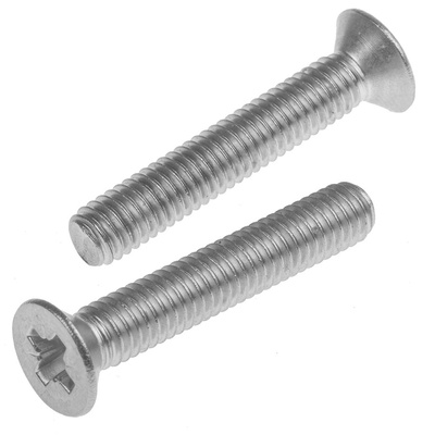 RS PRO Pozidriv Countersunk A2 304 Stainless Steel Machine Screws DIN 965Z, M6x35mm