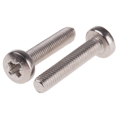 RS PRO Pozidriv Pan A4 316 Stainless Steel Machine Screws DIN 7985, M5x25mm
