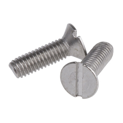 RS PRO Slot Countersunk A4 316 Stainless Steel Machine Screws DIN 963, M3x10mm