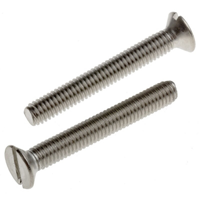 RS PRO Slot Countersunk A4 316 Stainless Steel Machine Screw DIN 963, M4x30mm