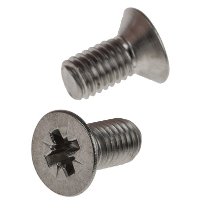 RS PRO Pozidriv Countersunk A4 316 Stainless Steel Machine Screws DIN 965, M5x10mm