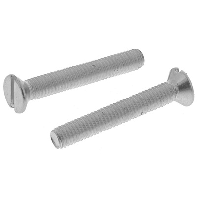 RS PRO Slot Countersunk Steel Machine Screws DIN 963, M3x20mm