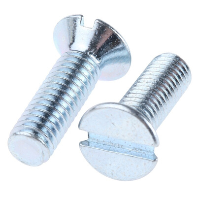 RS PRO Slot Countersunk Steel Machine Screws DIN 963, M6x20mm