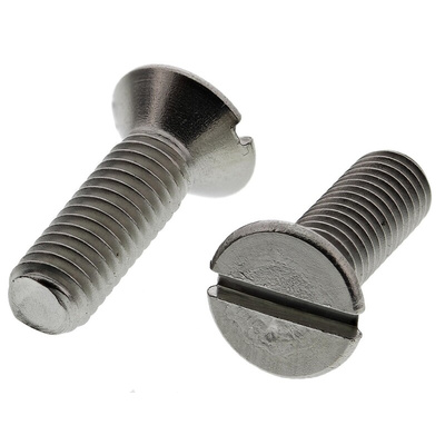 RS PRO Slot Countersunk A4 316 Stainless Steel Machine Screws DIN 963, M5x16mm