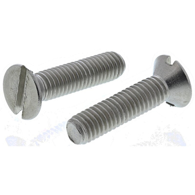 RS PRO Slot Countersunk A4 316 Stainless Steel Machine Screws DIN 963, M6x25mm