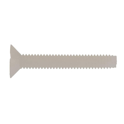 RS PRO Slot Countersunk Nylon Machine Screws DIN 963, M2.5x16mm