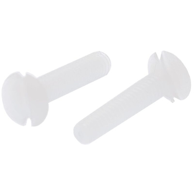 RS PRO Slot Countersunk Nylon Machine Screws DIN 963, M2x10mm