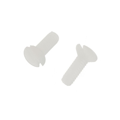 RS PRO Slot Countersunk Nylon Machine Screws DIN 963, M2x6mm