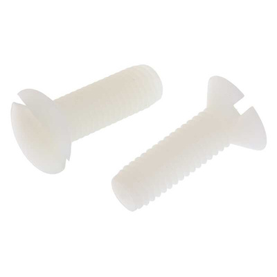 RS PRO Slot Countersunk Nylon Machine Screws DIN 963, M5x16mm