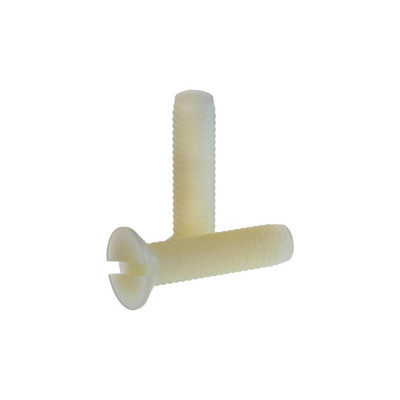 RS PRO Slot Countersunk Nylon Machine Screws DIN 963, M6x25mm