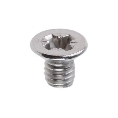 RS PRO Pozidriv Countersunk A2 304 Stainless Steel Machine Screw DIN 7985, M4x6mmx0.236in
