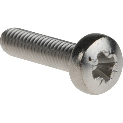RS PRO Pozidriv Pan A4 316 Stainless Steel Machine Screw DIN 7985, M3x12mmx0.472in