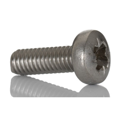 RS PRO Cross Pan A4 316 Stainless Steel Machine Screw DIN 7985, M5x12mmx0.472in
