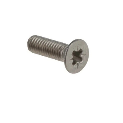 RS PRO Pozidriv Countersunk A4 316 Stainless Steel Machine Screw DIN 965, M3x10mmx0.393in