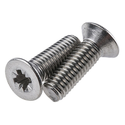 RS PRO Pozidriv Countersunk A2 304 Stainless Steel Machine Screws DIN 965, M5x16mm