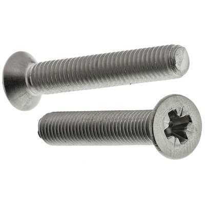 RS PRO Pozidriv Countersunk A2 304 Stainless Steel Machine Screws DIN 965Z, M5x30mm