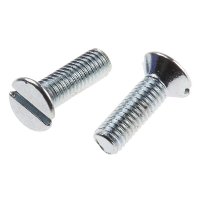 RS PRO Slot Countersunk Steel Machine Screws DIN 963, M3x10mm