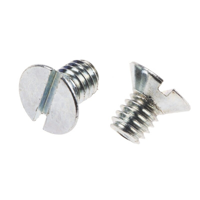 RS PRO Slot Countersunk Steel Machine Screws DIN 963, M4x6mm