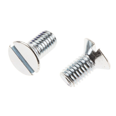 RS PRO Slot Countersunk Steel Machine Screws DIN 963, M5x10mm