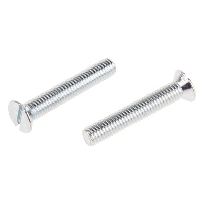 RS PRO Slot Countersunk Steel Machine Screws DIN 963, M5x30mm