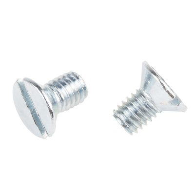RS PRO Slot Countersunk Steel Machine Screws DIN 963, M6x10mm