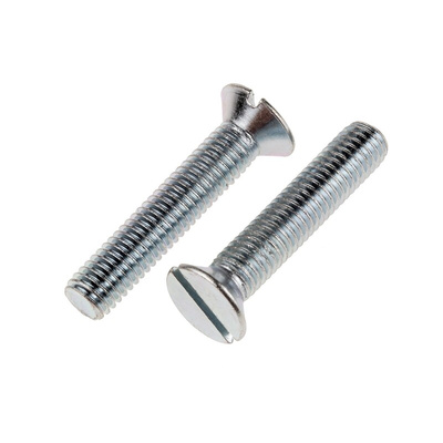 RS PRO Slot Countersunk Steel Machine Screws DIN 963, M8x40mm