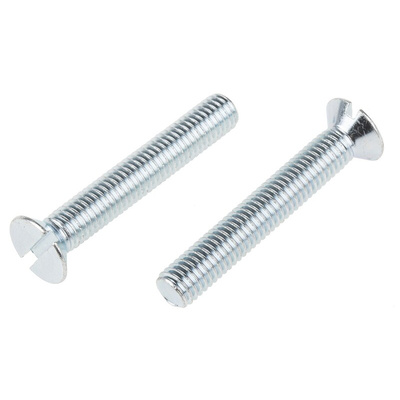 RS PRO Slot Countersunk Steel Machine Screws DIN 963, M8x50mm