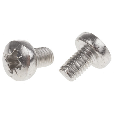 RS PRO Pozidriv Pan A2 304 Stainless Steel Machine Screws DIN 7985Z, M6x10mm