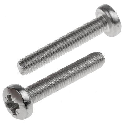 RS PRO Pozidriv Pan A2 304 Stainless Steel Machine Screws DIN 7985, M6x35mm