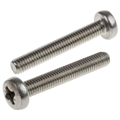 RS PRO Pozidriv Pan A2 304 Stainless Steel Machine Screws DIN 7985, M6x40mm