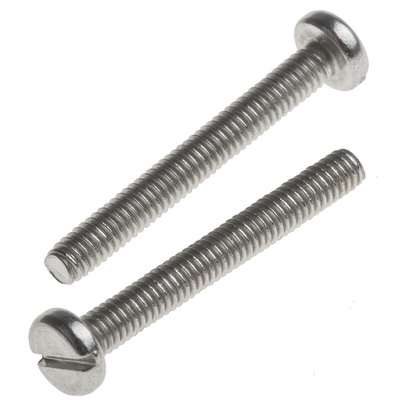 RS PRO Slot Pan A2 304 Stainless Steel Machine Screws DIN 85, M2.5x20mm