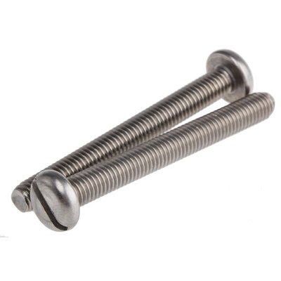 RS PRO Slot Pan A2 304 Stainless Steel Machine Screws DIN 85, M5x45mm