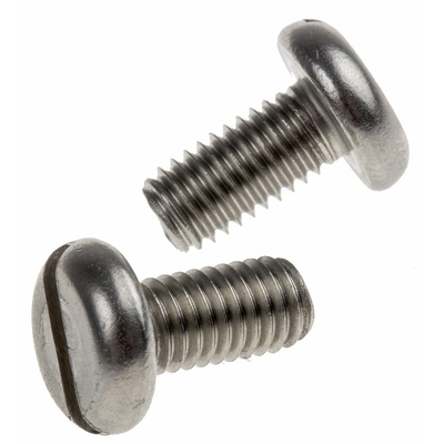 RS PRO Slot Pan A2 304 Stainless Steel Machine Screws DIN 85, M5x10mm