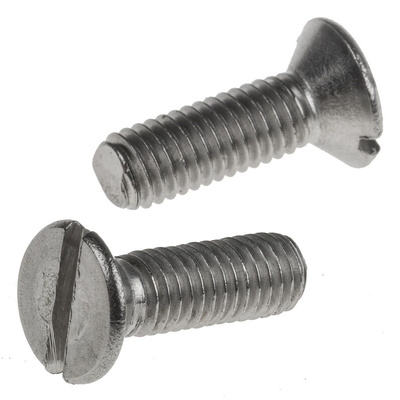 RS PRO Slot Countersunk A2 304 Stainless Steel Machine Screws DIN 963, M5x16mm