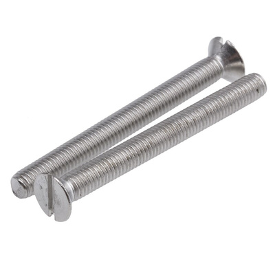 RS PRO Slot Countersunk A2 304 Stainless Steel Machine Screws DIN 963, M5x50mm