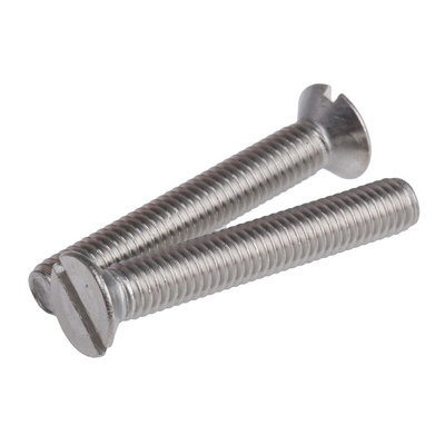 RS PRO Slot Countersunk A2 304 Stainless Steel Machine Screws DIN 963, M6x40mm