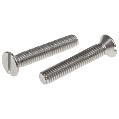 RS PRO Slot Countersunk A2 304 Stainless Steel Machine Screws DIN 963, M6x35mm