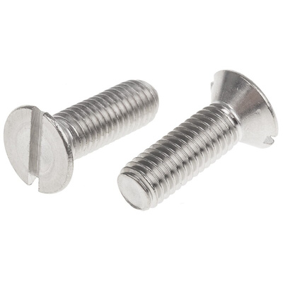 RS PRO Slot Countersunk A2 304 Stainless Steel Machine Screws DIN 963, M8x25mm